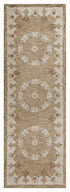 2' X 4' Tan and Beige Wool Medallion Hand Woven Half Circle Area Rug